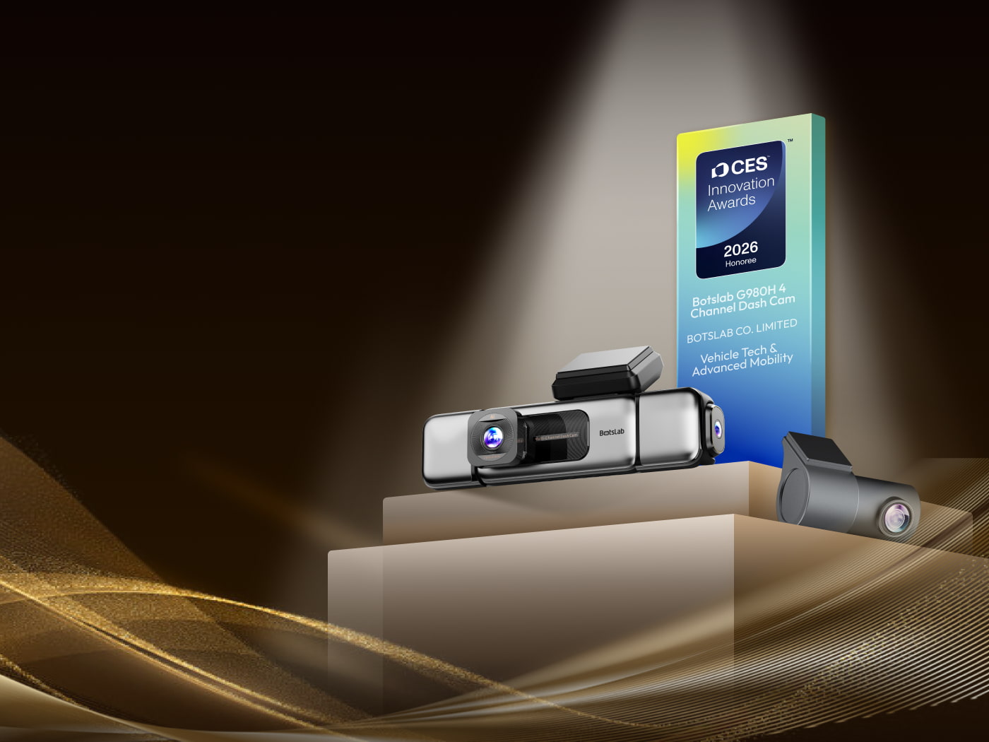 Botslab G980H dash cam with Best of CES 2026 award