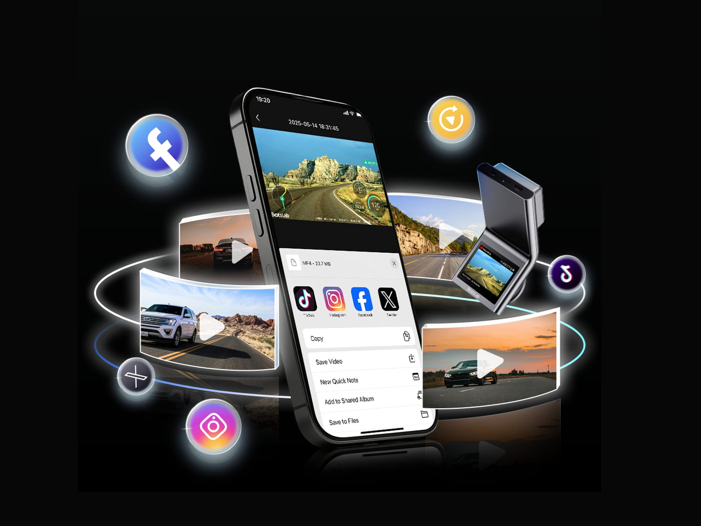 Botslab mobile app connected to a dash cam